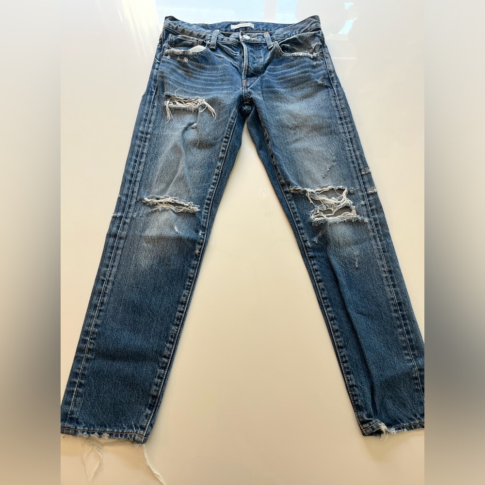Moussy Destroyed Straight Mid-Rise Jeans Size 27
